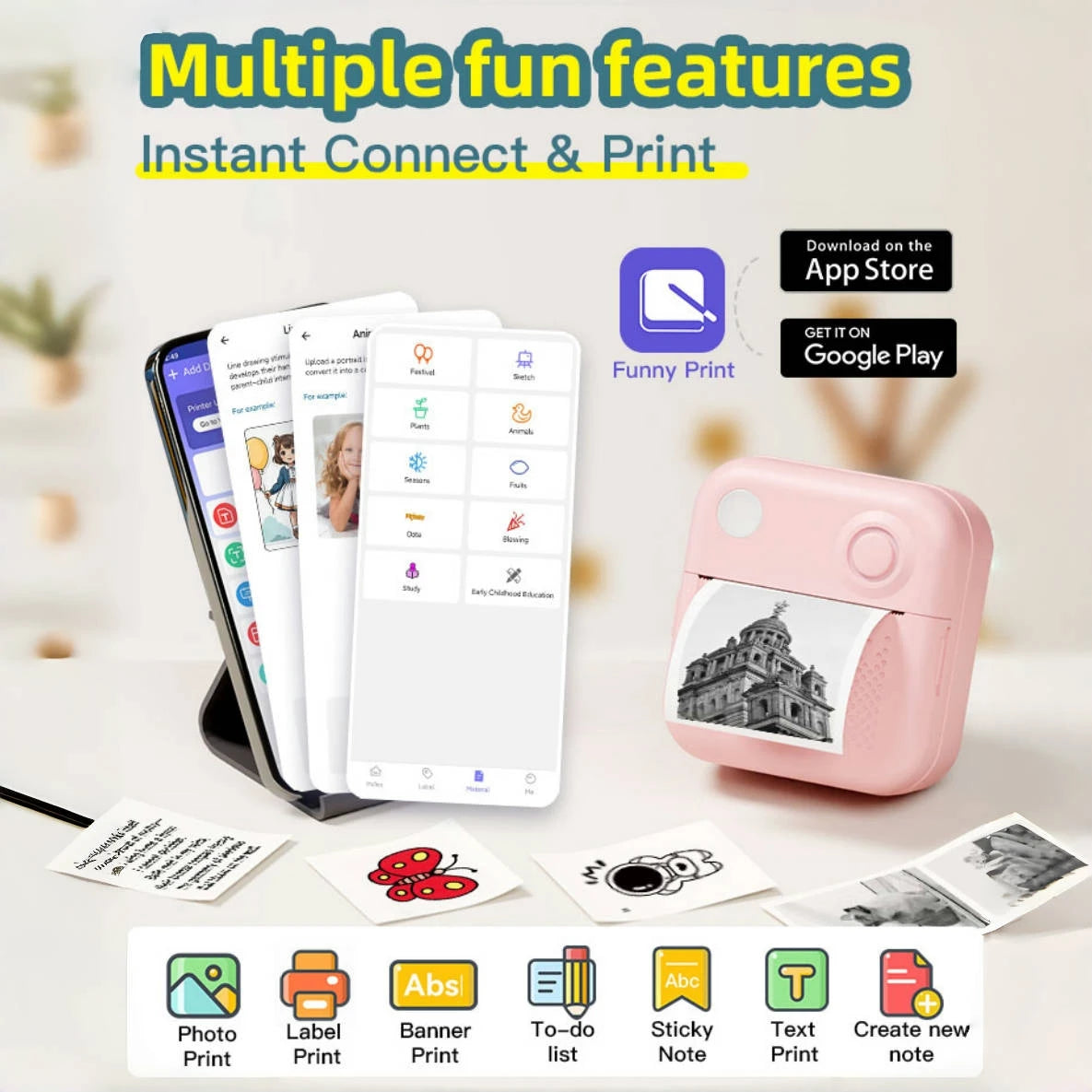 Inkless Mini Printer