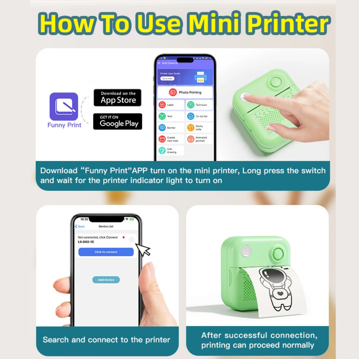 Inkless Mini Printer